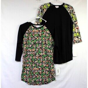 NWT Disney LuLaRoe Randy Shirt Raglan Sleeve Size Small Pluto Pattern NEW Lot/2